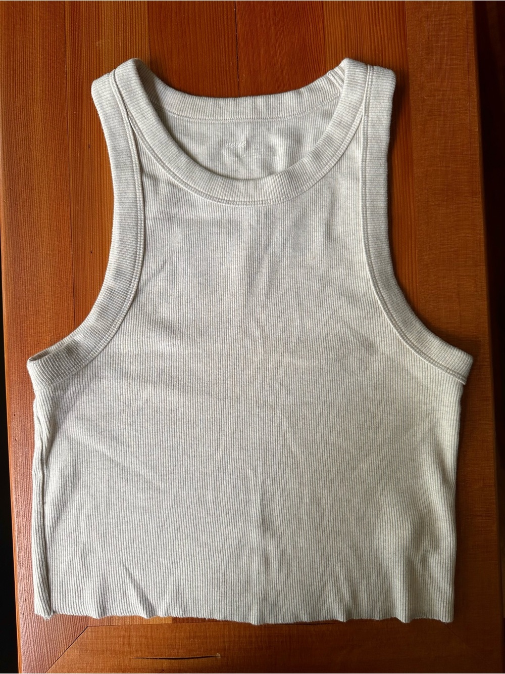 Aerie Ribbed Crop Tank Top in Light Tan - Size L